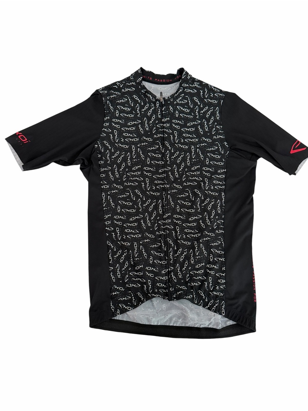 EKOÏ Black All Over Full Zip Cycling Jersey Performance Bike Shirt men's s